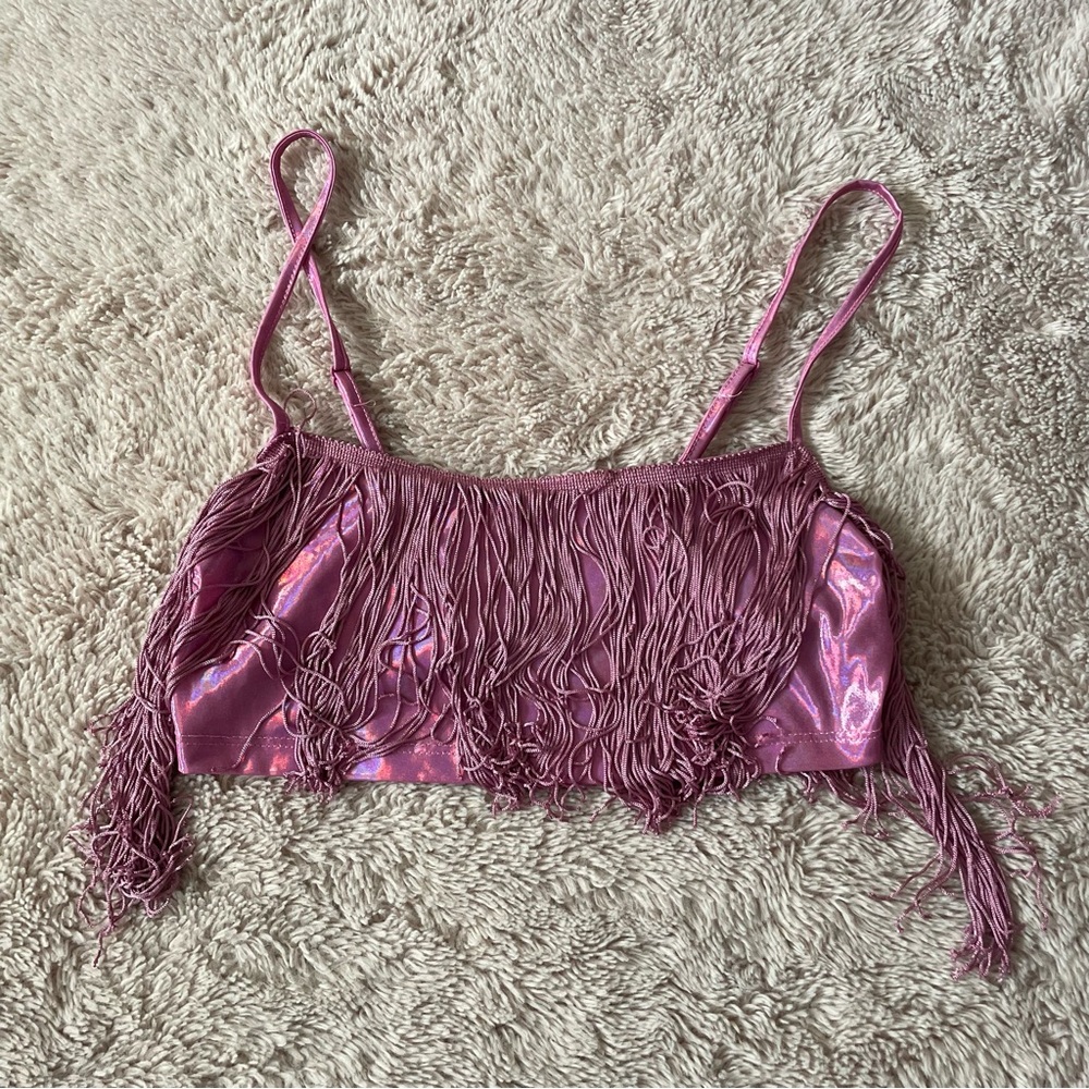 Pink Tassle Crop Top